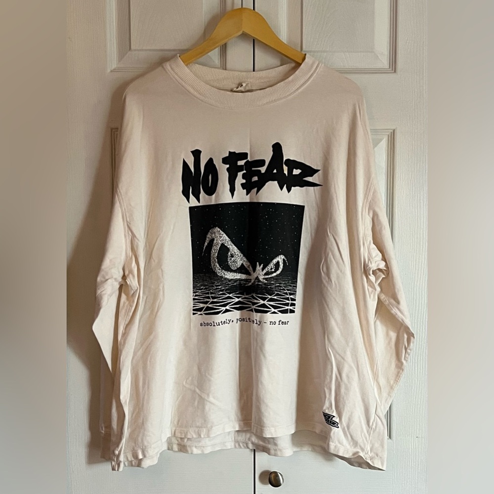 H&M Cream Long Sleeve Tee with Graphic Print